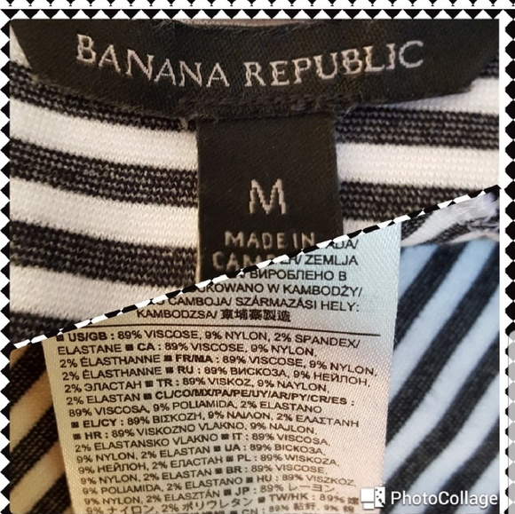 🧨 Banana Republic Black & White Striped Crossover Hem Cropped Top - Picture 7 of 8